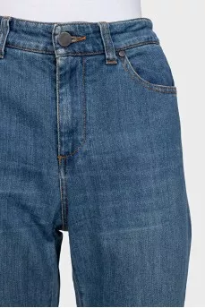 Blue high-waist flared jeans