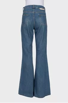 Blue high-waist flared jeans