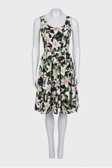 Black sleeveless floral print dress