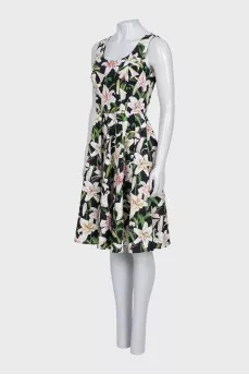 Black sleeveless floral print dress