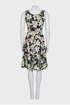 Black sleeveless floral print dress