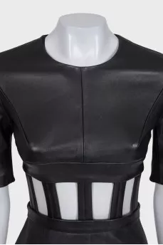 Leather dress with cutouts