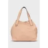 Beige leather tote