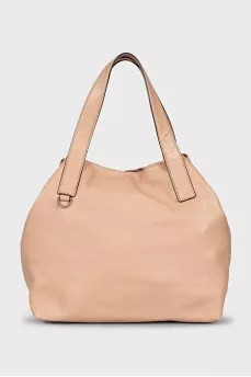 Beige leather tote