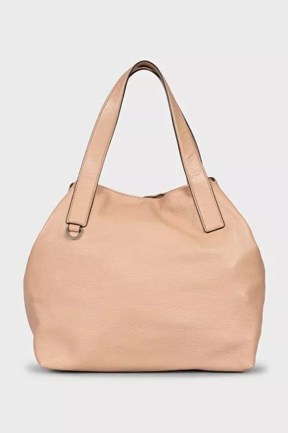 Beige leather tote