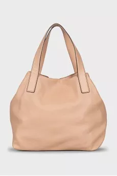 Beige leather tote