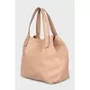 Beige leather tote