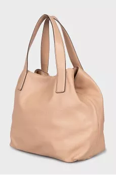Beige leather tote