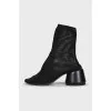 Black mesh fabric ankle boots