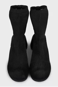 Black mesh fabric ankle boots
