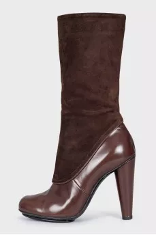 Brown leather and suede boots