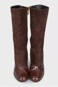 Brown leather and suede boots