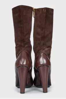 Brown leather and suede boots
