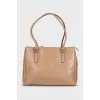 Brown leather tote bag