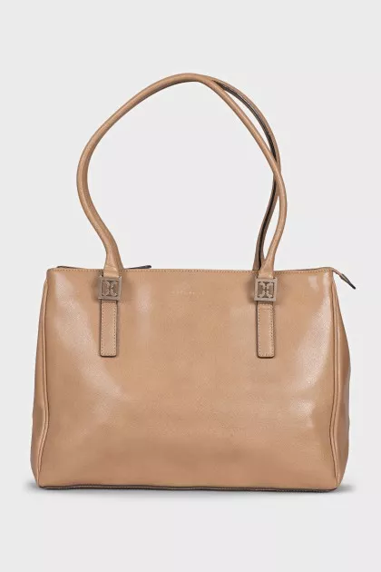 Brown leather tote bag