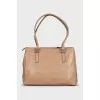 Brown leather tote bag