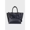 Blue leather tote