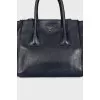 Blue leather tote