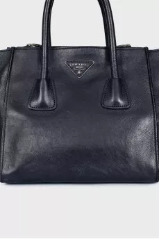 Blue leather tote