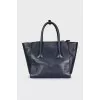 Blue leather tote