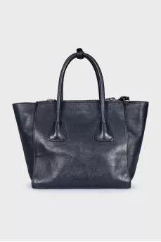 Blue leather tote