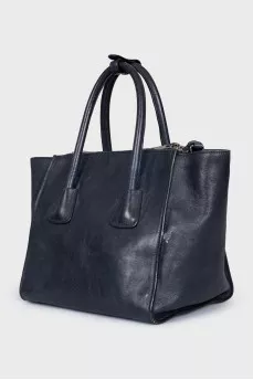 Blue leather tote