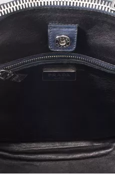 Blue leather tote