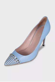 Blue shoes with spikes