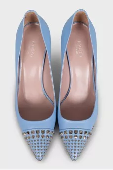 Blue shoes with spikes