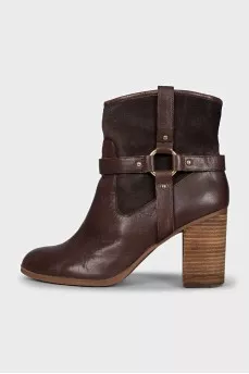 Brown ankle boots with gold hardware