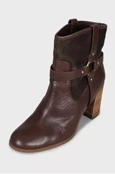 Brown ankle boots with gold hardware