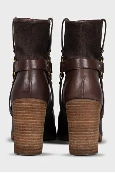 Brown ankle boots with gold hardware