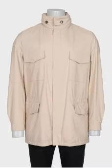 Men's beige fitted jacket