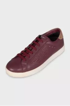 Red leather sneakers