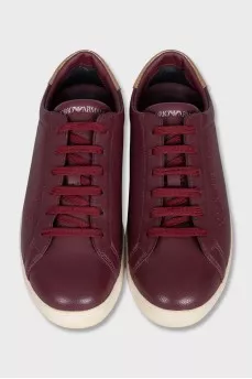 Red leather sneakers