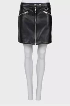 Eco-leather skirt with a zipper