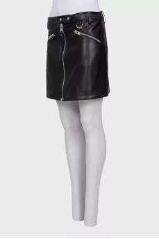 Eco-leather skirt with a zipper