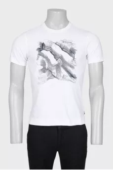 Men's white printed t-shirt