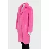 Pink straight-cut fur coat with buttons