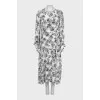 Loose dress with long printed sleeves