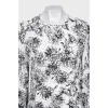 Loose dress with long printed sleeves