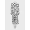 Loose dress with long printed sleeves