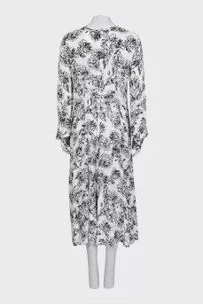 Loose dress with long printed sleeves