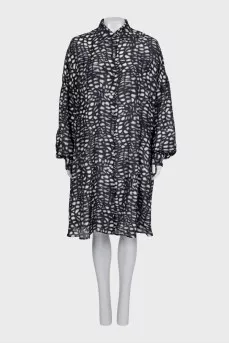 Oversized printed silk dress
