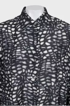 Oversized printed silk dress