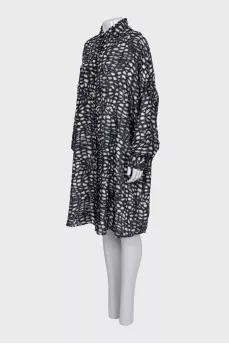 Oversized printed silk dress