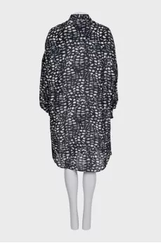 Oversized printed silk dress