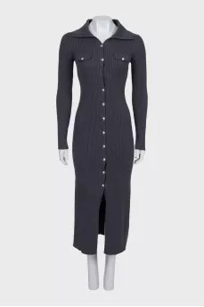 Gray button-down bodycon dress