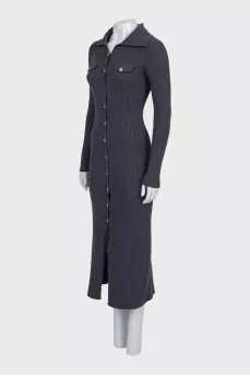 Gray button-down bodycon dress