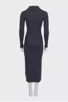 Gray button-down bodycon dress